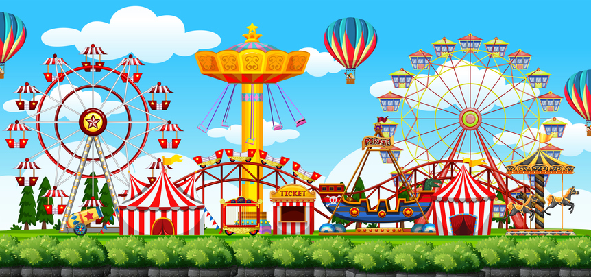 A theme park scene illustration